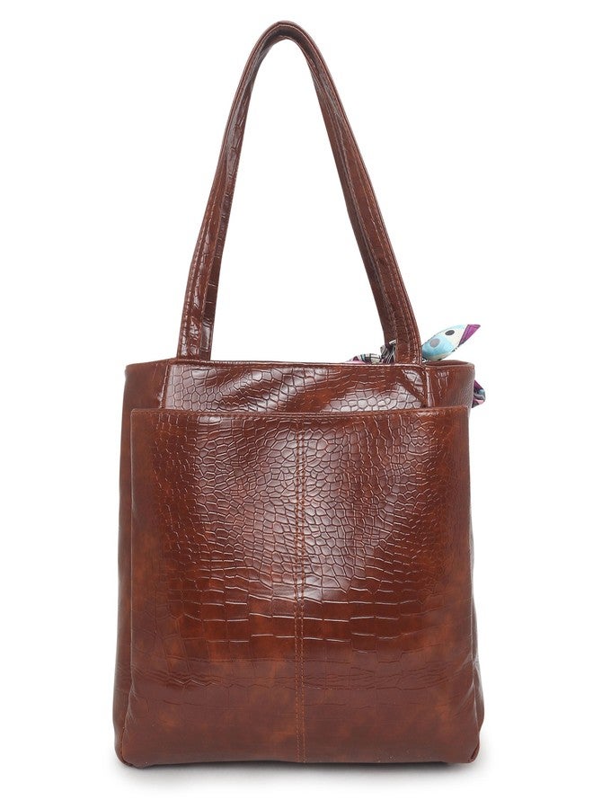 Dcozi Stylish and Fashionable PU Leather Handbag For Women & Girls (Shine Brown) - Image 3